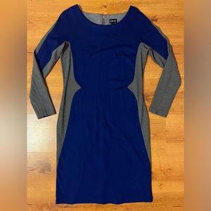 Dress Israel Designer Ronen Chen Gray Blue Long Sleeve Pencil Zip Dress‎ Size 10
